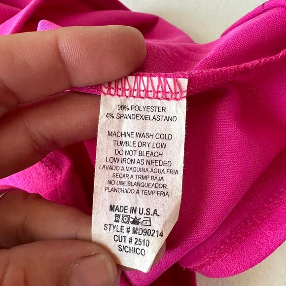 Womens Dress Size Small Pink BodyCon Ruffles Retro 80s Vibes Fun Bold Party - Picture 8 of 8